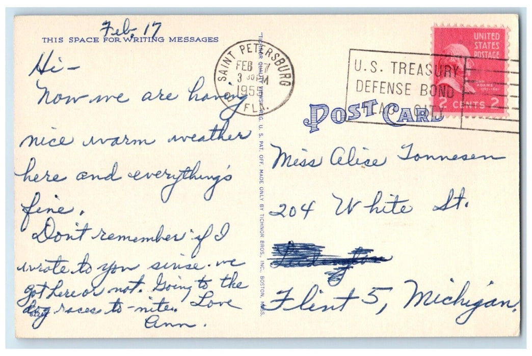 1955 Sun Surf Bathing Gul Beaches Sunshine City St. Petersburg Florida Postcard