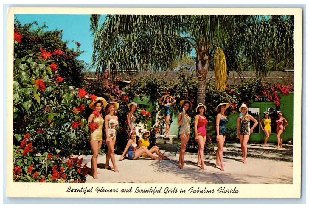 1960 Beautiful Flowers Girls Fabulous Clearwater St. Petersburg Florida Postcard