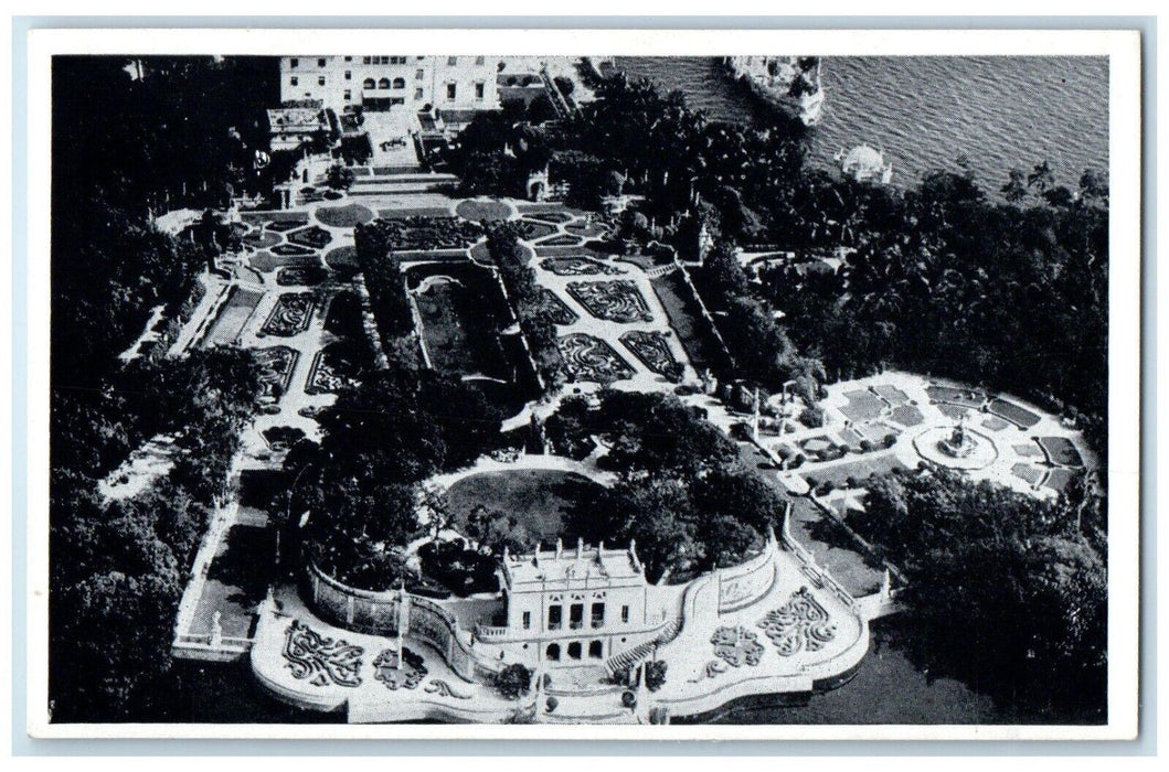 c1940 Villa Viscaya Estate James Deering Gray Line Miami Beach Florida Postcard