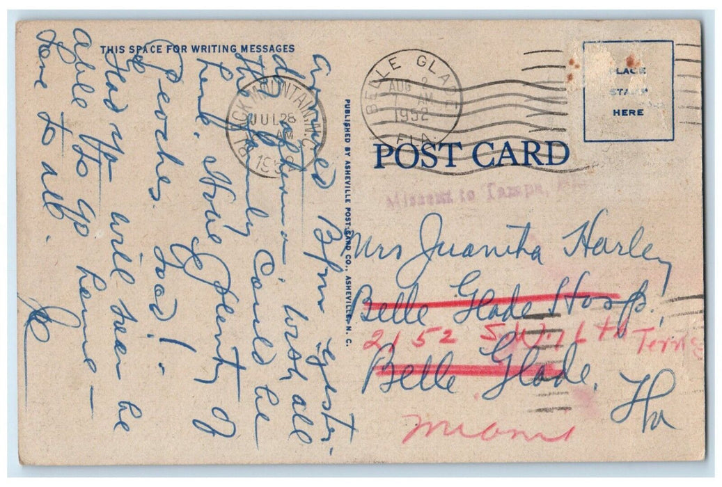 1952 Airplane View Robert Lee Hall Assembly Blue Ridge North Carolina Postcard