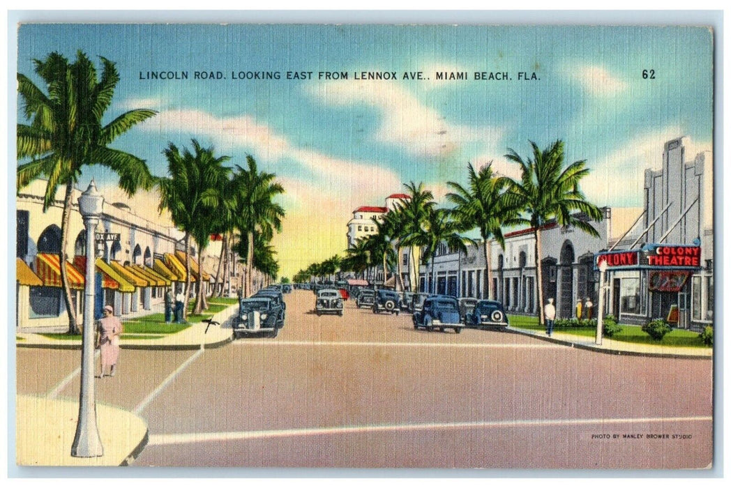 1938 Lincoln Road Looking East Lennox Avenue Miami Beach Florida Posted Postcard
