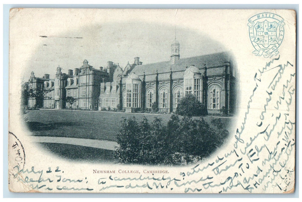 c1910 Embossed Logo Newnham College Cambridge England Posted Antique Postcard