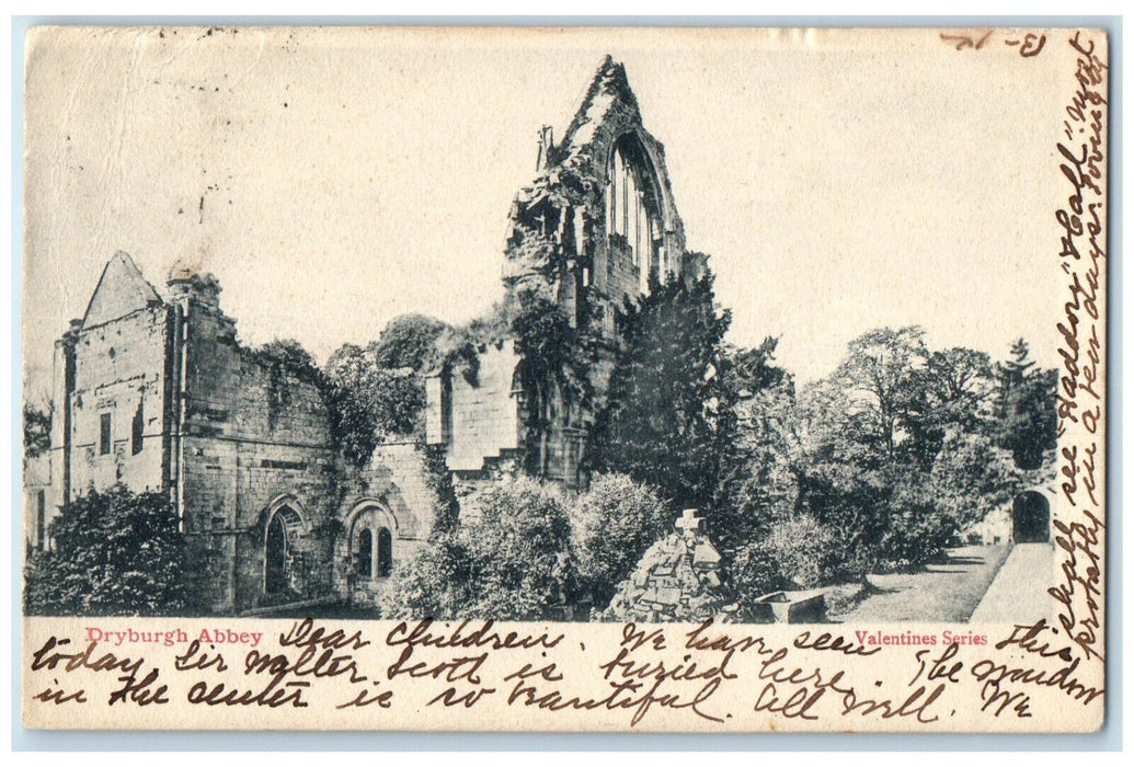 1903 Dryburgh Abbey On The Banks of the River Tweed Scotland Postcard
