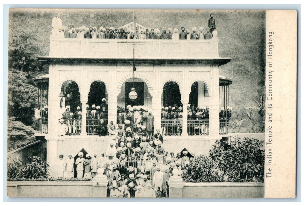 c1910 The Indian Temple and its Community of Hongkong Unposted Postcard