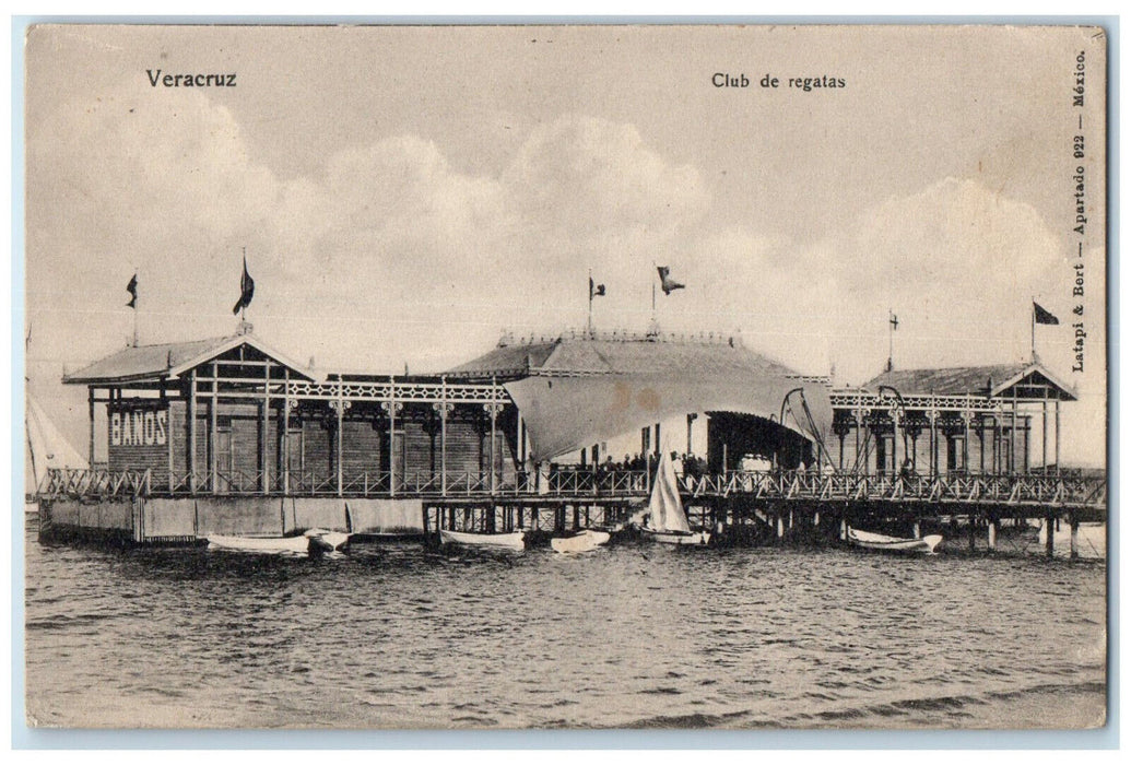 c1910 Regatta Club View Heroica Veracruz Mexico Antique Posted Postcard