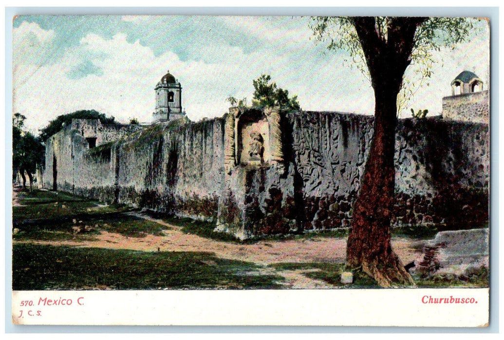 c1905 Wall of A Building Churubusco Mexico City Mexico Antique Unposted Postcard