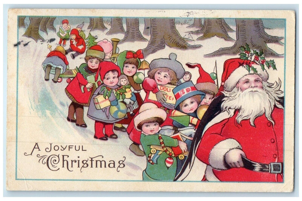 1918 Christmas Santa Claus And Childrens With Toys Oklahoma OK Antique Postcard