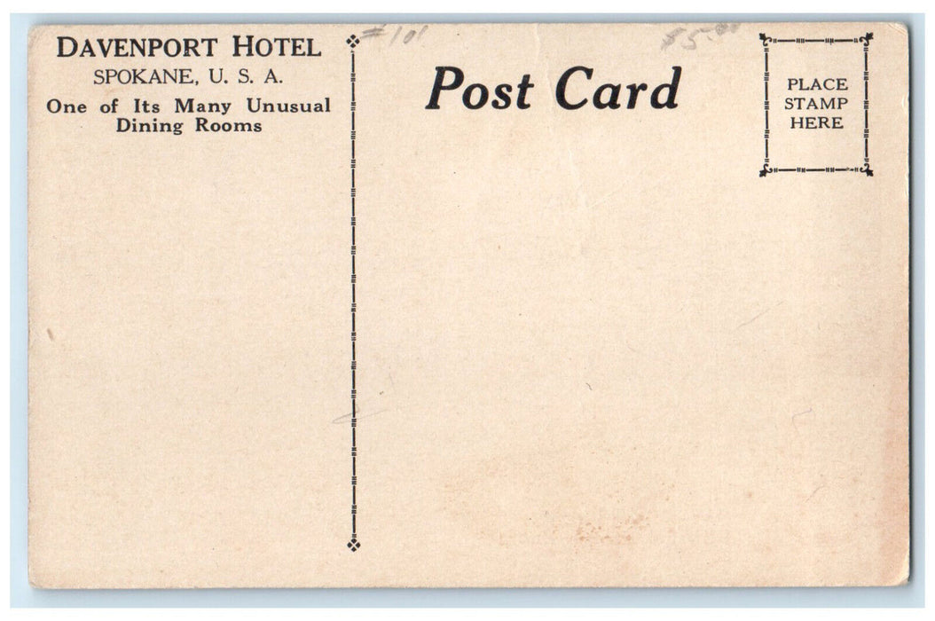 c1910 Glimpse of Italian Gardens Davenport Hotel Spokane Washington WA Postcard