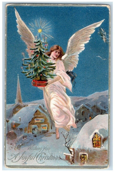 Christmas Floating Angel House Church Winter Embossed Gaithersburg MD Postcard