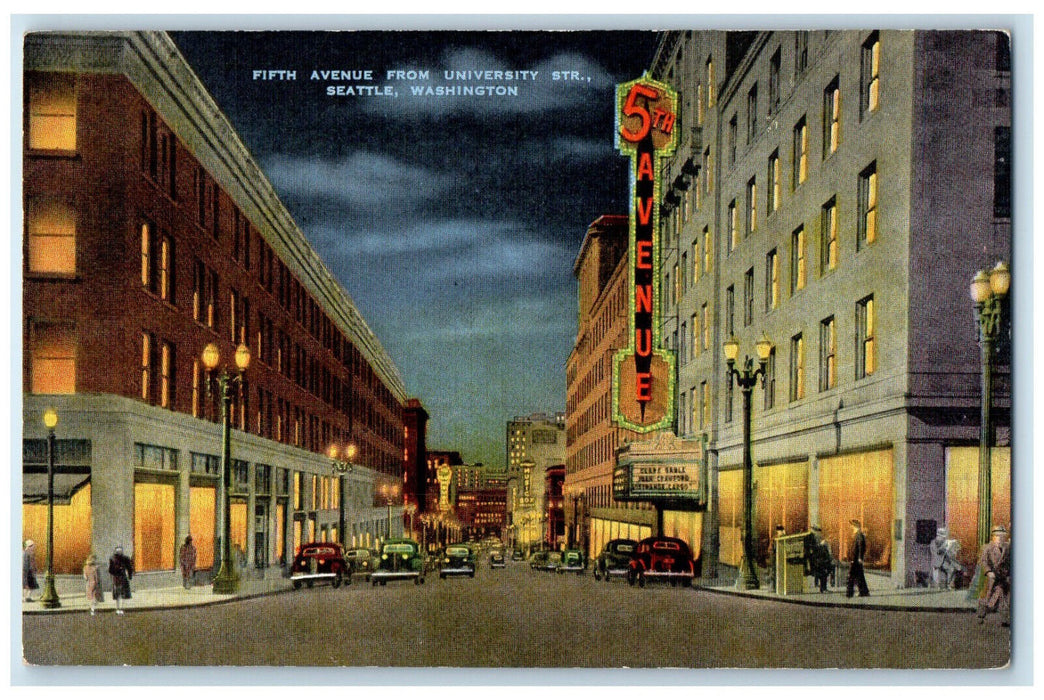 c1950's Fifth Avenue From University Street Seattle Washington WA Postcard