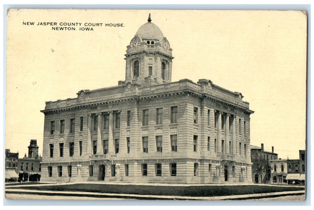 1917 New Jasper County Court House Newton Iowa IA Posted Antique Postcard
