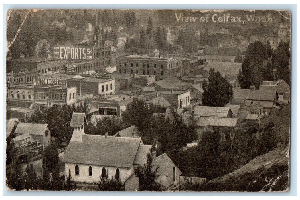 1907 Building View of Colfax Washington WA Antique Posted Postcard