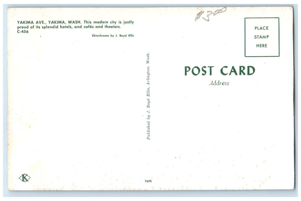c1950's Hotels Cafes Theaters Yakima Avenue Yakima Washington WA Postcard