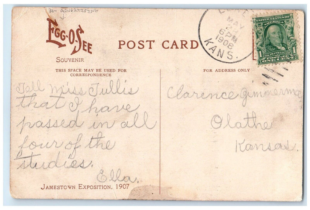 1908 Little Boy Eating Breakfast Advertising Egg O See PostedAntique Postcard