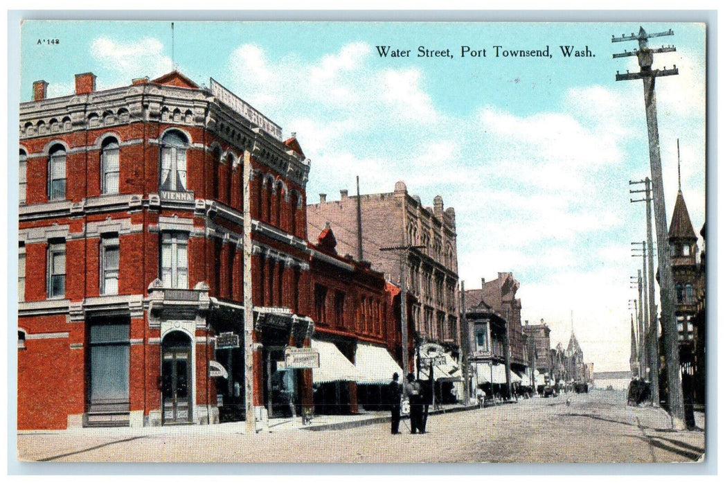 c1910 Water Street Port Townsend Washington WA Antique Unposted Postcard