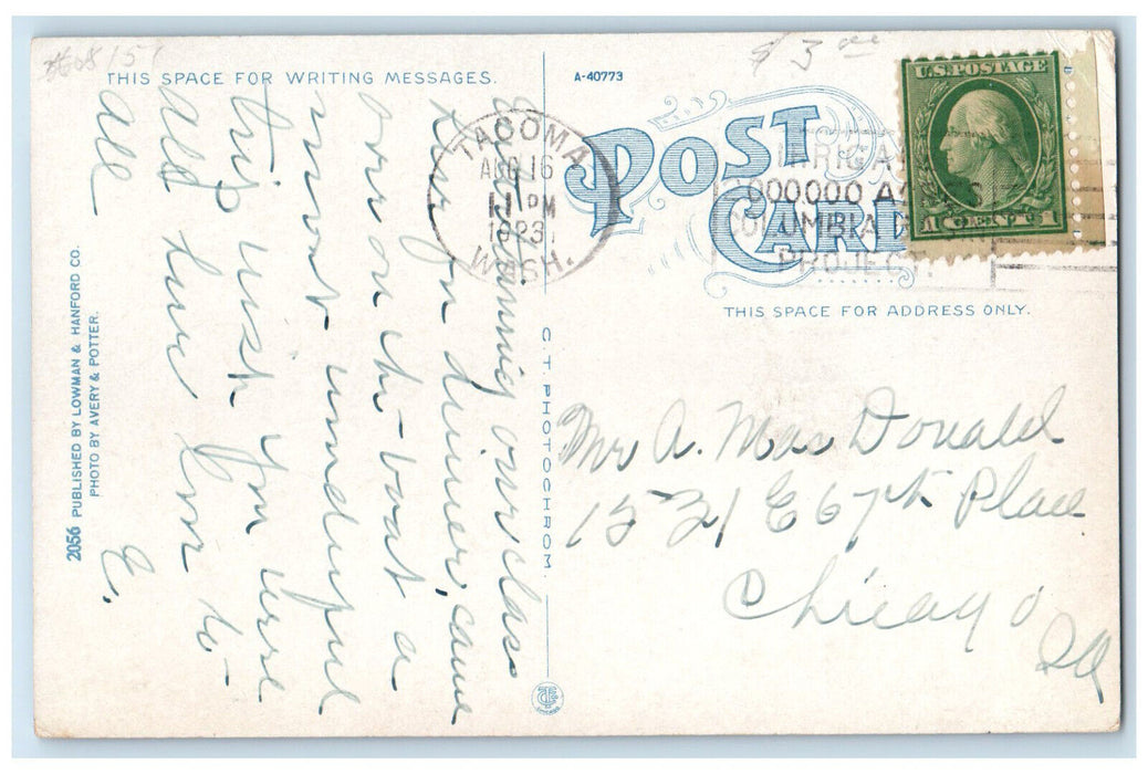 1923 The Tacoma High School and Stadium Tacoma Washington WA Posted Postcard