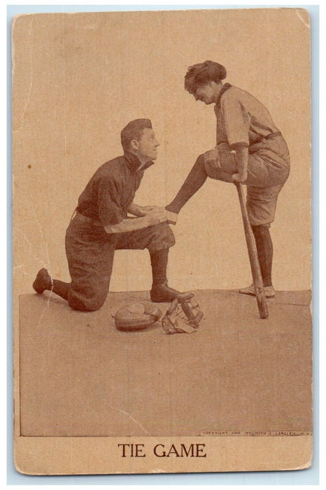 1911 Couple Baseball Romance Tie Game Alida Kansas KS Posted Antique Postcard
