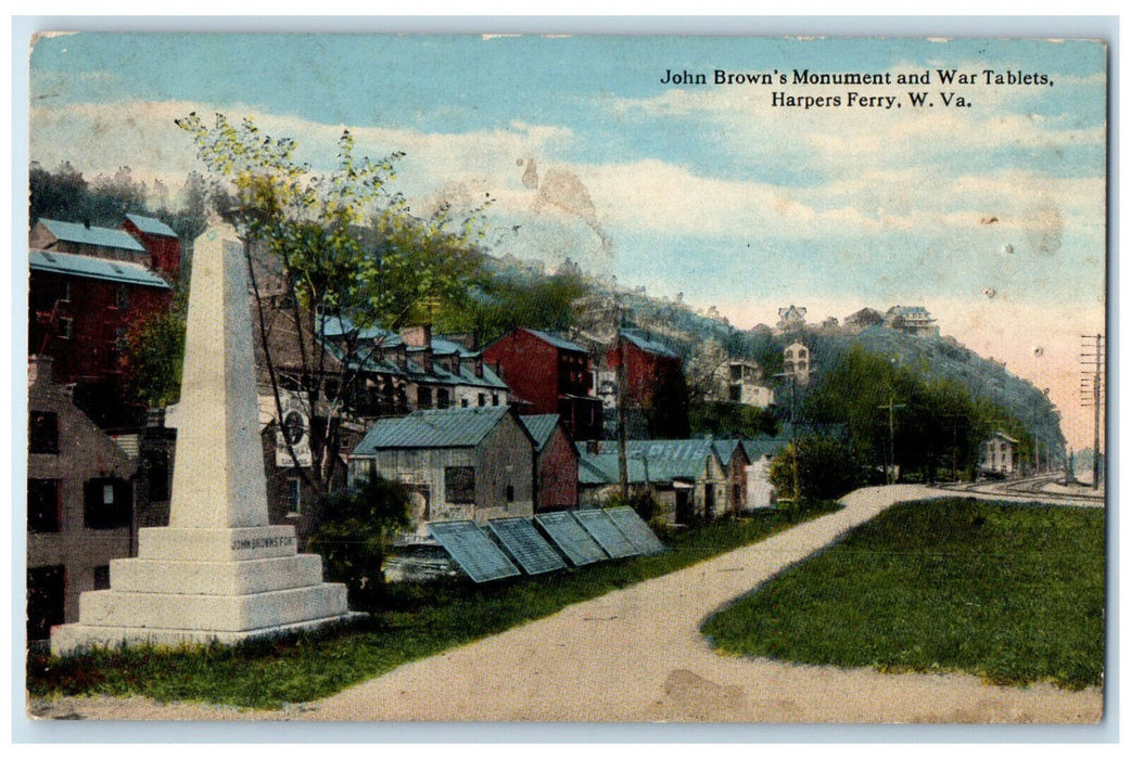 c1910 John Brown's Monument and War Tablets Harpers Ferry WV Postcard