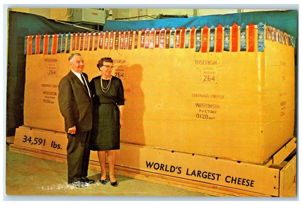 c1960 Made Steve Cheese Display New York Worlds Fair Denmark Wisconsin Postcard