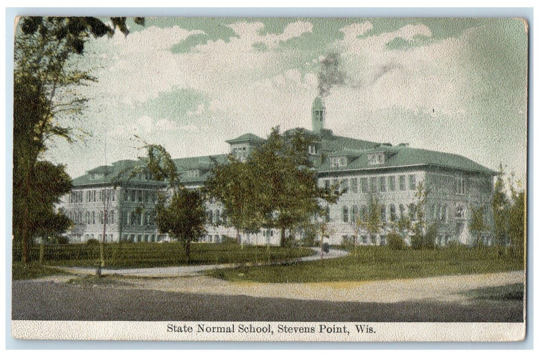 1912 Exterior View State Normal School Building Stevens Point Wisconsin Postcard