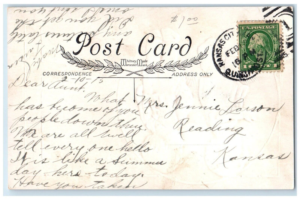 1915 Cute Little Children I Have My Eye On You Embossed Kansas City KS Postcard