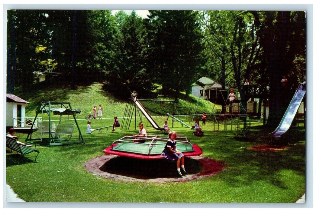 c1960 Homestead Hot Springs Virginia Children's Playground Slides Park Postcard