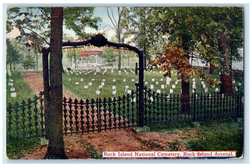 1910 Rock Island National Cemetery Rock Island Arsenal Davenport Iowa Postcard
