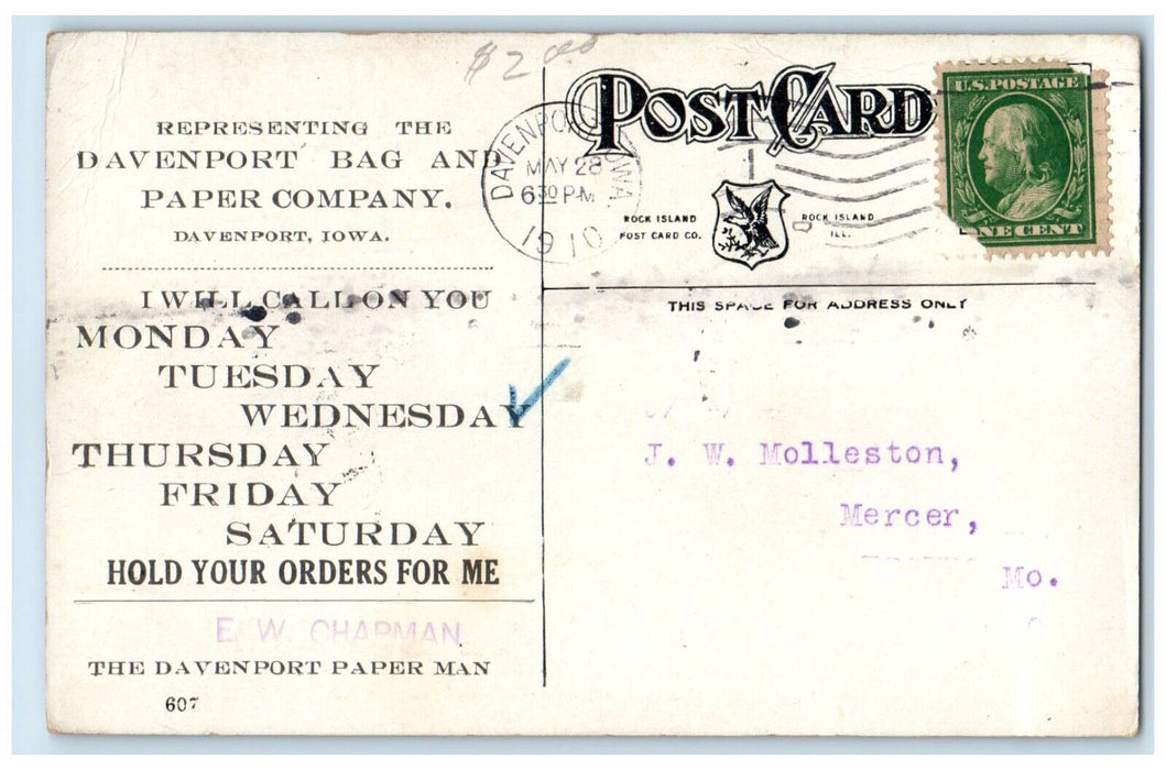 1910 Rock Island National Cemetery Rock Island Arsenal Davenport Iowa Postcard