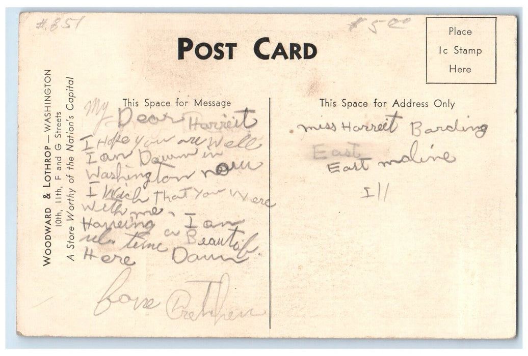 c1910 Interior Men Formal Room Woodward Lothrop Washington WA Unposted Postcard