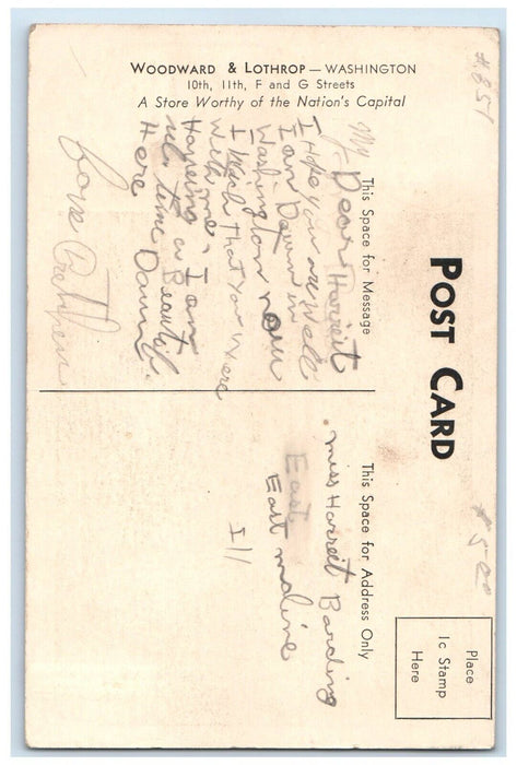 c1910 Interior Men Formal Room Woodward Lothrop Washington WA Unposted Postcard