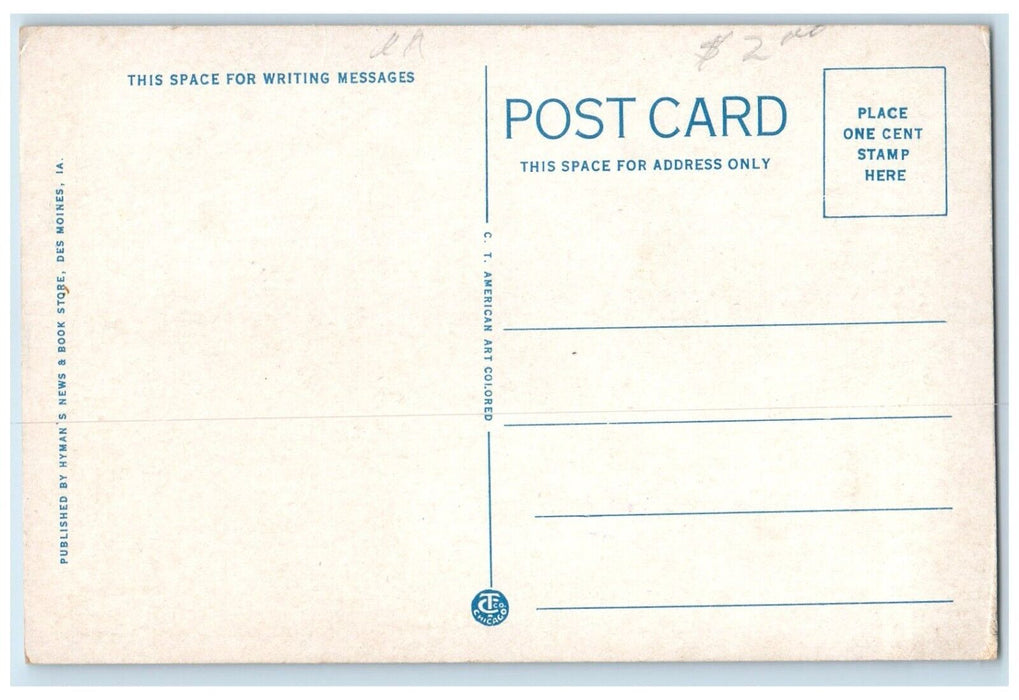 c1920 River Front Showing Library Post Office Exterior Des Moines Iowa Postcard