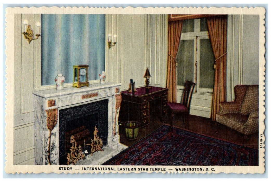 c1940 Interior Study International Star Temple Washington DC Unposted Postcard