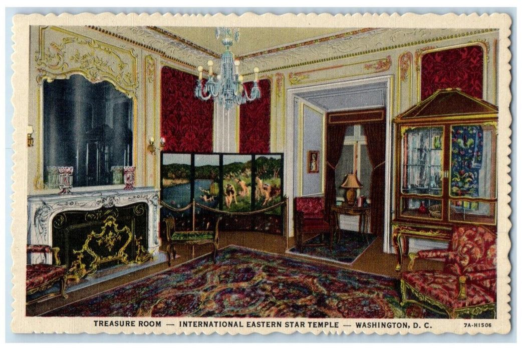 c1940 Treasure Room International Eastern Star Temple Washington DC Postcard