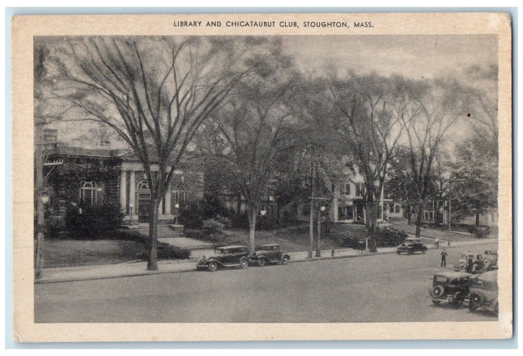 c1940 Library Chicataubut Club Stoughton Massachusetts Vintage Antique Postcard