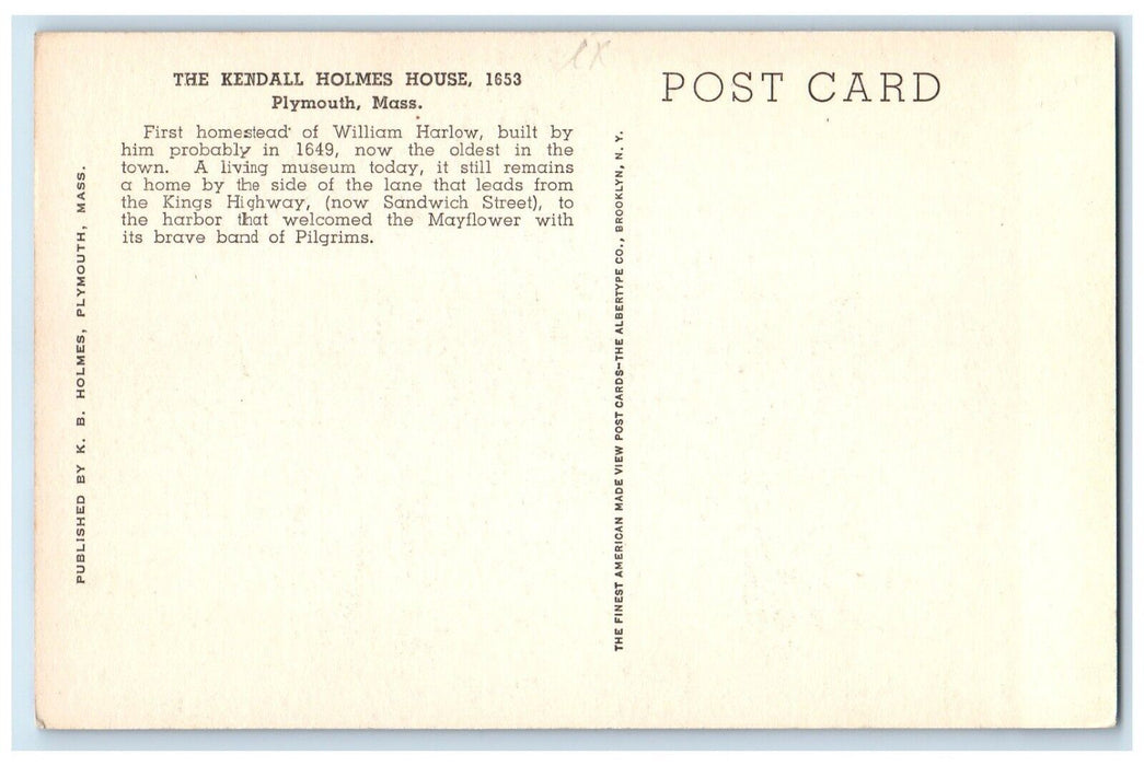 c1910 South Bedroom Kendall Holmes House Plymouth Massachusetts Vintage Postcard