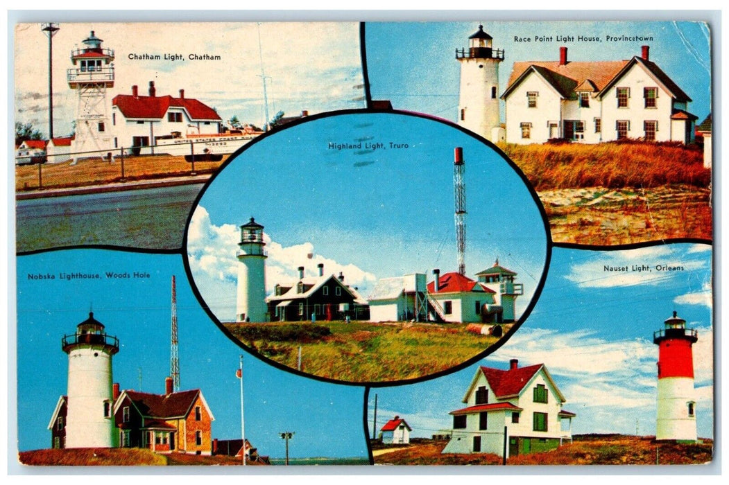 1966 Some Cape Cods Famous Lighthouse Multiview Massachusetts Vintage Postcard