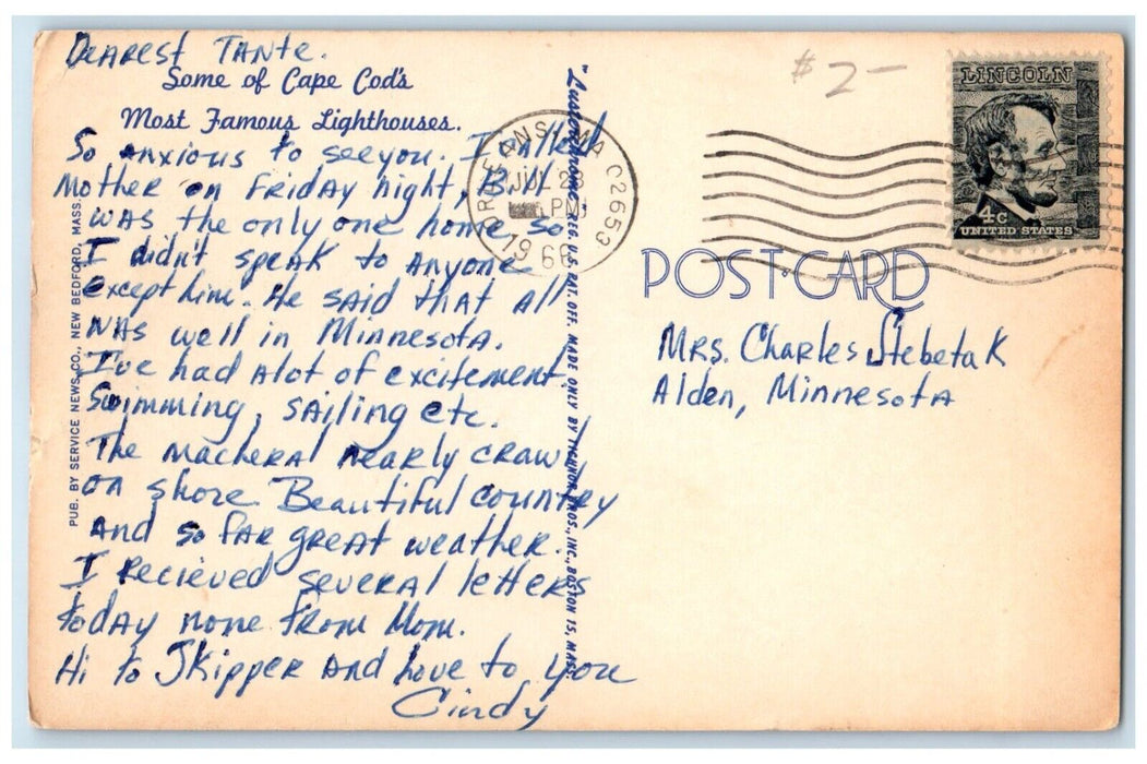 1966 Some Cape Cods Famous Lighthouse Multiview Massachusetts Vintage Postcard