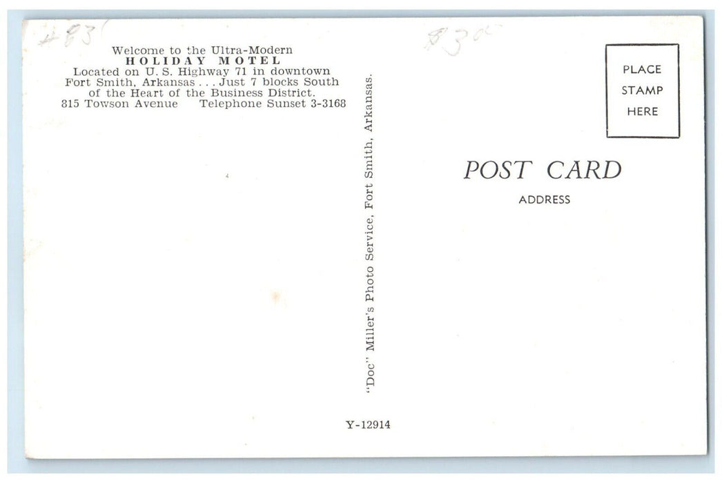 c1960 Exterior View Ultra Modern Holiday Motel Fort Smith Arkansas AR Postcard