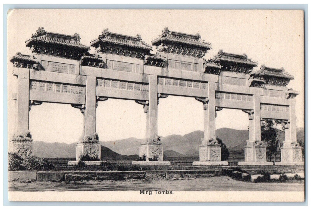 c1910's Ming Tombs China Mausoleums Built By The Emperors Antique Postcard