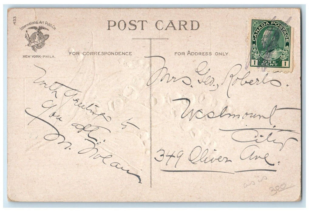 Holy Easter Cross White Flowers Ellen Clapsaddle Artist Signed Embossed Postcard