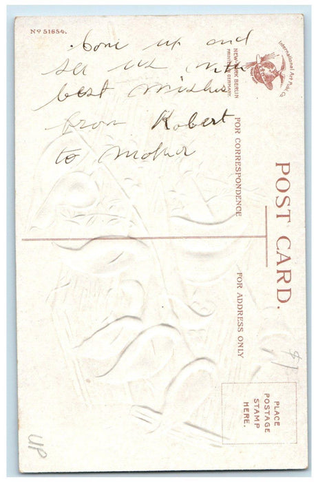 c1910's Joyous Easter Flowers In Box Ellen Clapsaddle Embossed Antique Postcard
