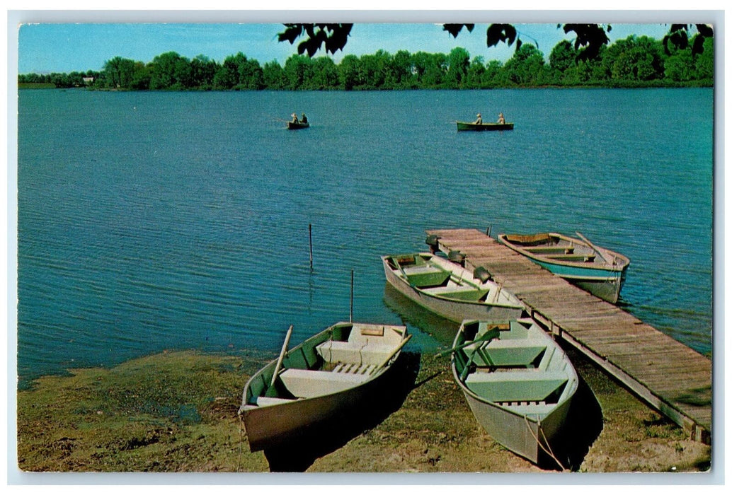 Canoeing Scene At Morrison Lake Boat Kayak Coldwater Michigan MI Postcard
