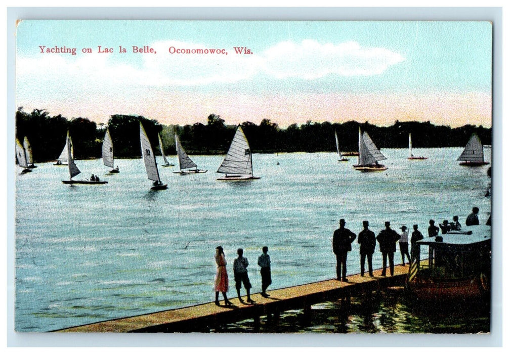 c1910's Yachting On Lac La Belle Oconomowoc Wisconsin WI Antique Postcard