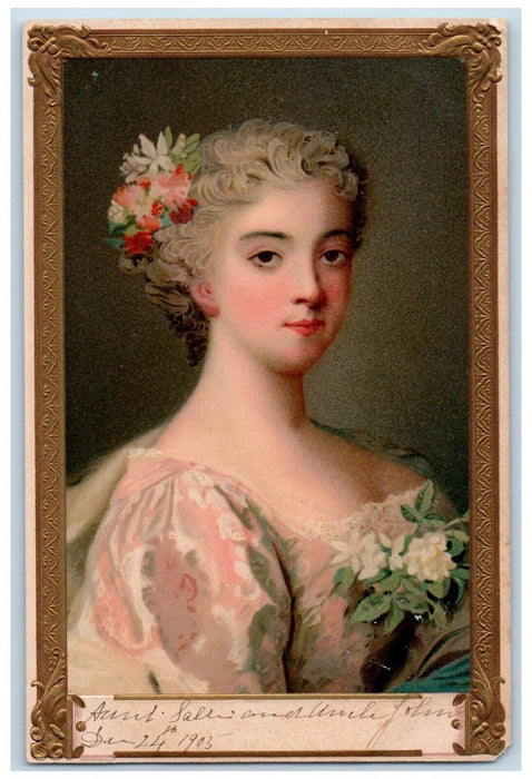 1905 Madame De Pompadour Studio Portrait France Royalty Embossed Postcard