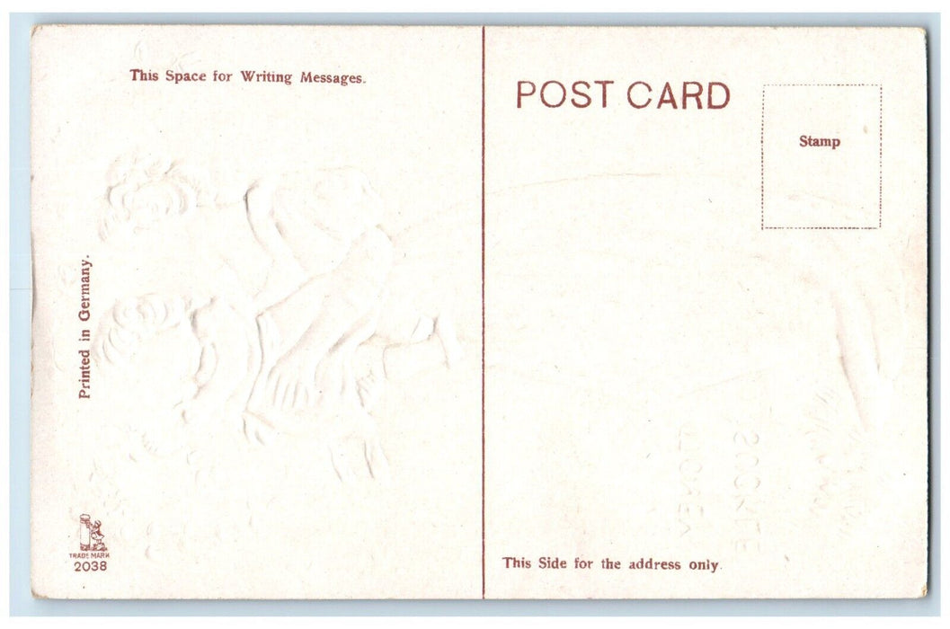c1910's Valentine Mother And Daughter Flowers Embossed Unposted Antique Postcard