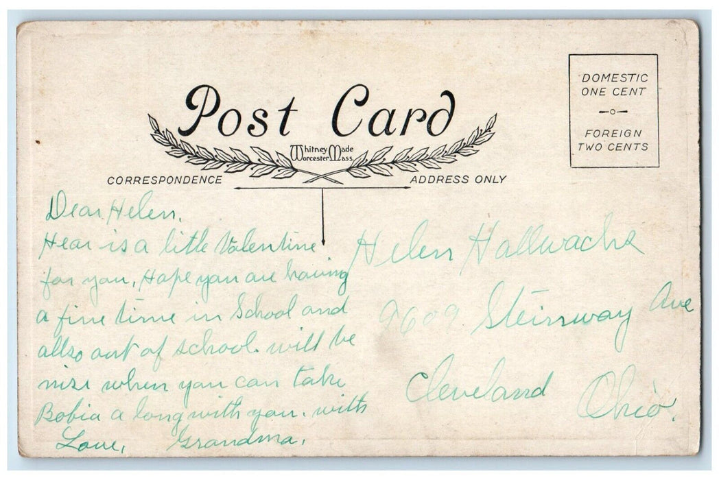 c1910's Valentine Girls Worm Can Bait Fishing Antique Posted Postcard