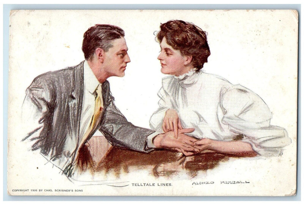 c1910's Telltale Lines Couple Romance Johnstown New York NY Antique Postcard