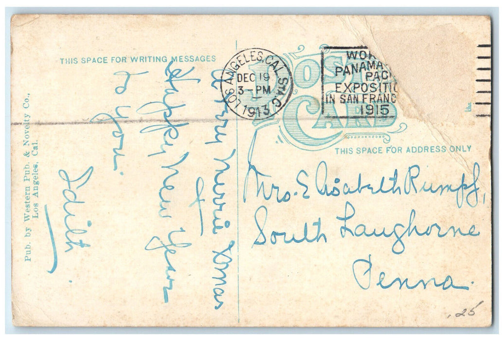 1913 Merry Christmas From Los Angeles California CA, Midwinter Scene Postcard