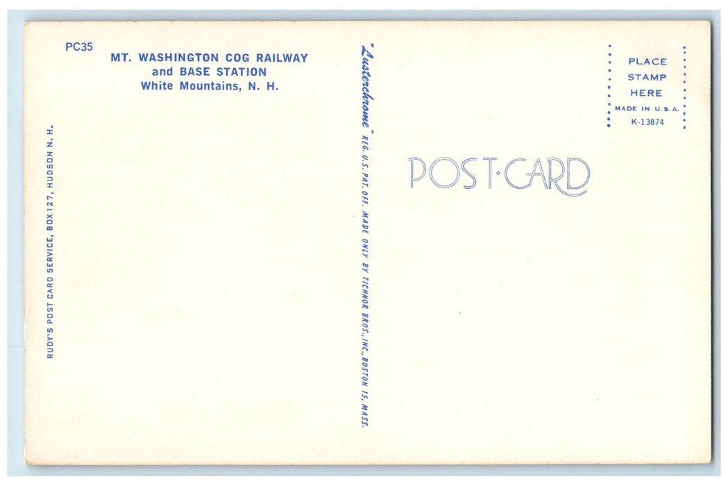 c1950's Mt. Railway Base Station Washington Cog White Mountains NH Postcard
