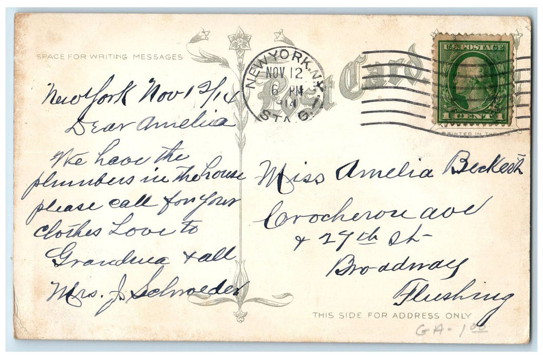 1914 New York Lodge Restaurant Classic Car West 43rd Street Broadway NY Postcard